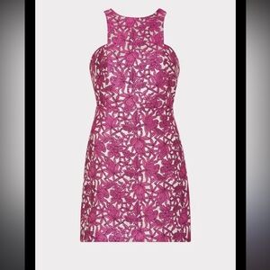 Milly Square-Neck Floral Jacquard Mini Dress.